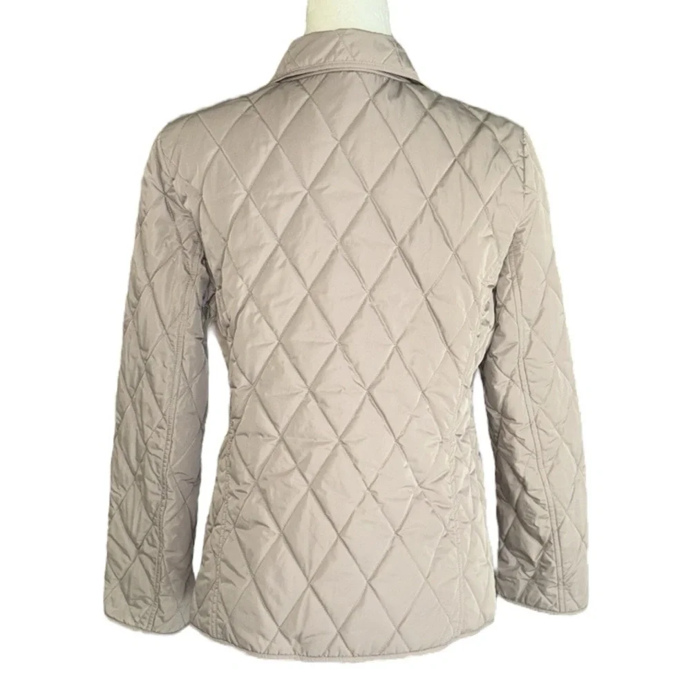 Lafayette 148 New York Beige Khaki Quilted Jacket Coat - M